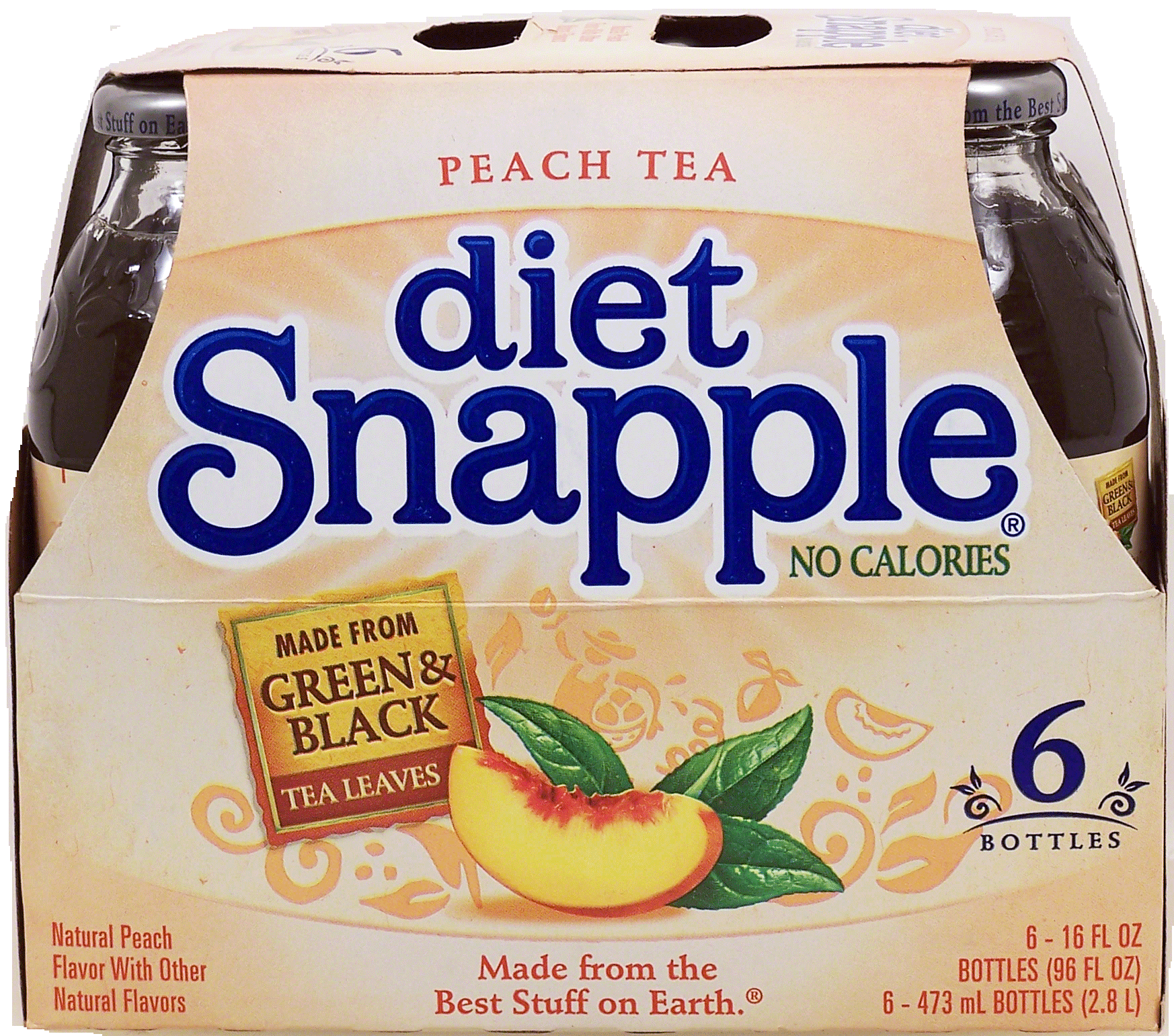 Snapple  diet peach tea, made from green & black tea leaves, 16-fl. oz. Full-Size Picture